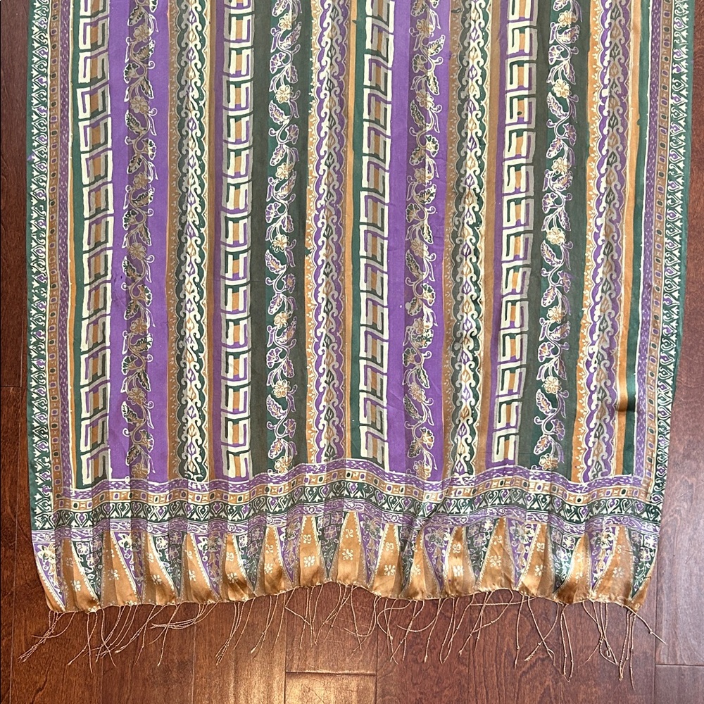 Oversized Bohemian Multicolor Patterned Silky Sca… - image 6